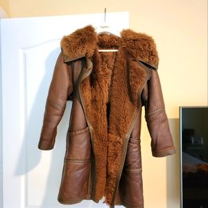 Women's shearling coat with the hood